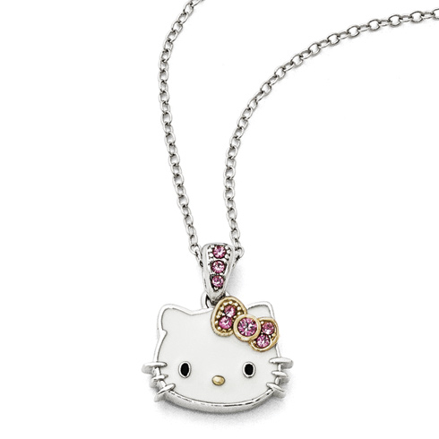 Hello Kitty Sterling Silver Crystal Necklace