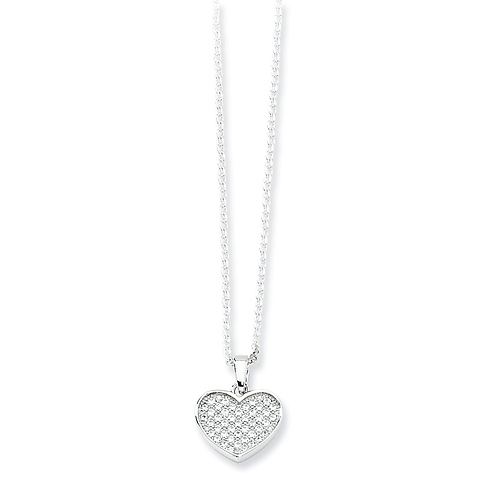 Sterling Silver Pave Mini Heart Necklace