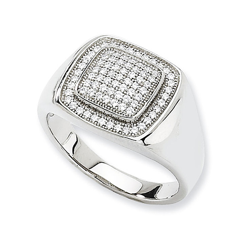 Sterling Silver & CZ Polished Mens Ring QMP317 | Joy Jewelers