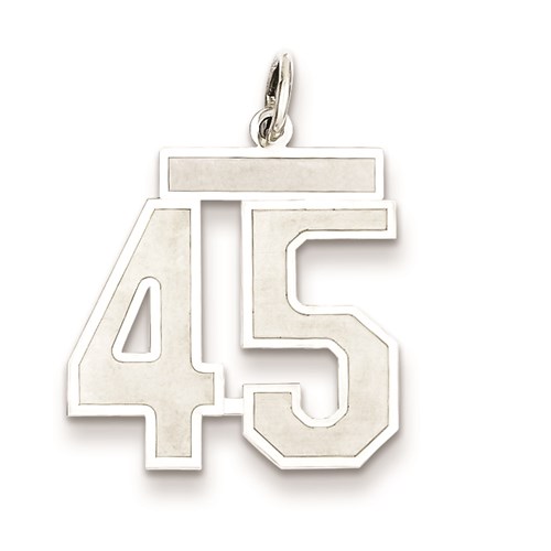 Sterling Silver Satin Number 45 Pendant 5/8in