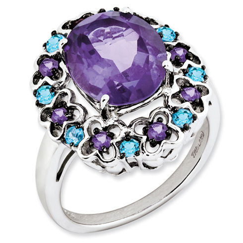 Colore Sg Sterling Silver Amethyst and Blue Topaz Ring LVR661-AB - Sterling  Jewelers