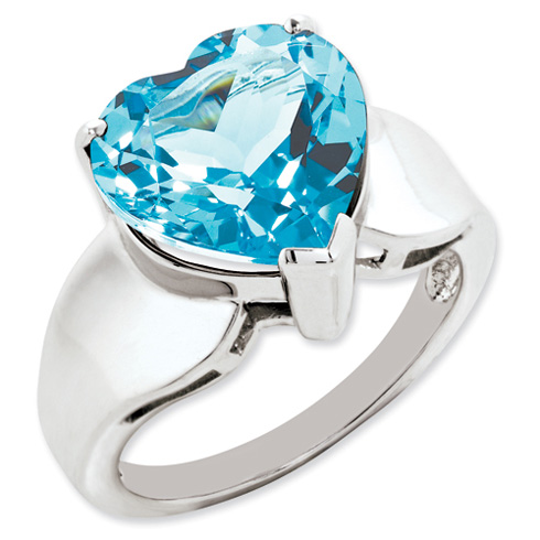 Sterling Silver 7.5 ct Blue Topaz Heart Ring QR2942BT | Joy Jewelers
