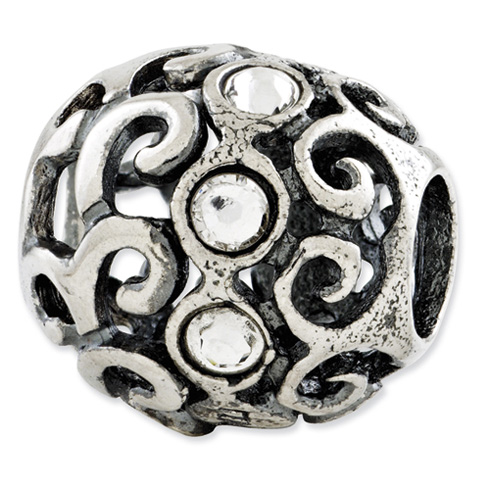 Sterling Silver Reflections Bali Scroll Swarovski Elements Bead