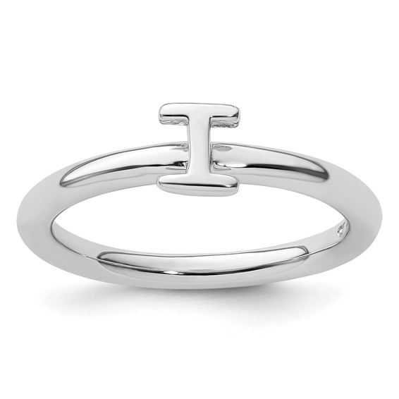 Sterling Silver Stackable Expressions Rhodium Letter I Ring