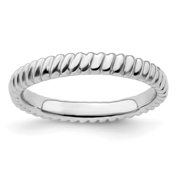 Sterling Silver 3.25mm Stackable Ring with Rope Texture QSK267