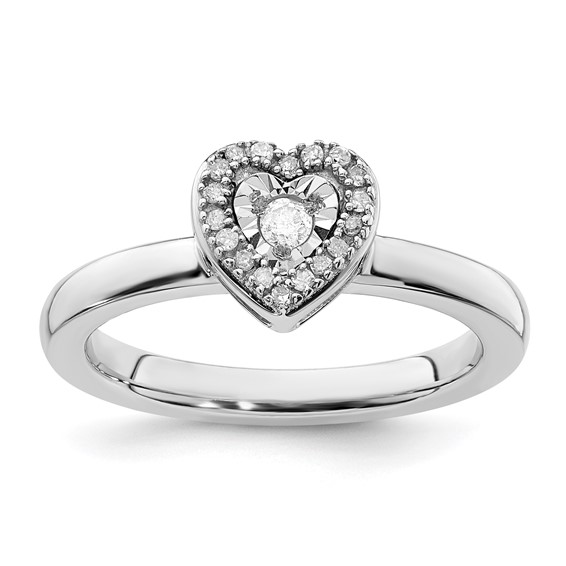 Sterling Silver Stackable Expressions 1/8 ct Diamond Heart Ring QSK331