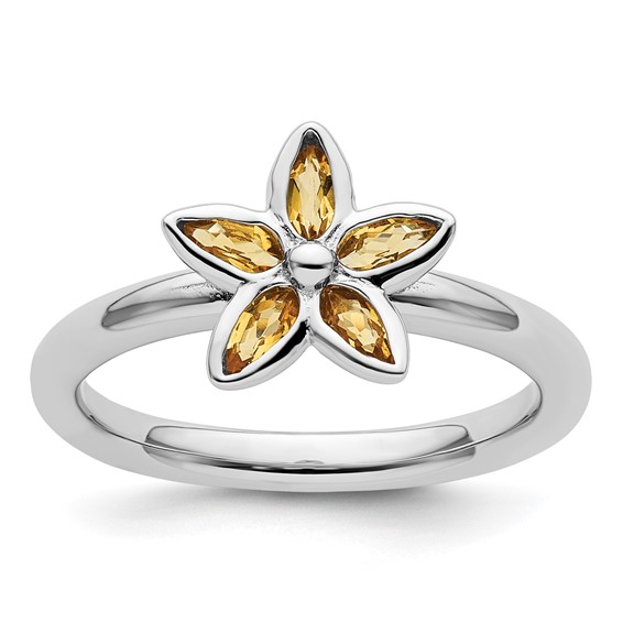 Flower Citrine Ring, 925 Citrine Pear Ring, Citrine Gemstone Ring, Mul –  KGNshop