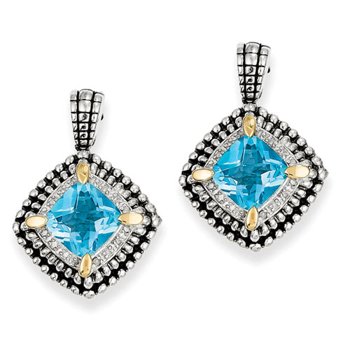 5 CT Blue Topaz and Diamond Earrings