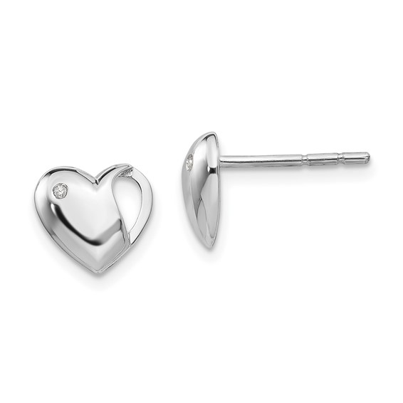 Sterling Silver .01ct Diamond Heart Earrings with Open Slot QW243