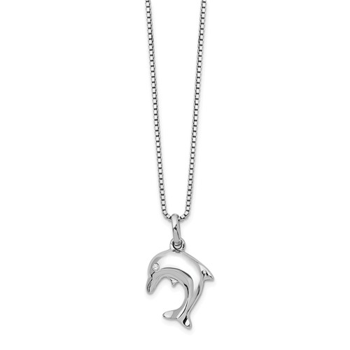 Sterling Silver .02 ct Diamond Dolphin Necklace