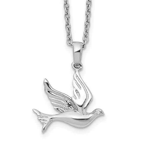 Sterling Silver Diamond Accent Dove Necklace