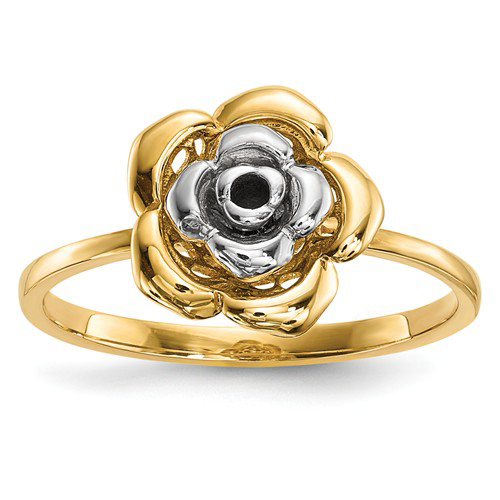 14k Two-tone Gold Rose Bud Ring R636 | Joy Jewelers