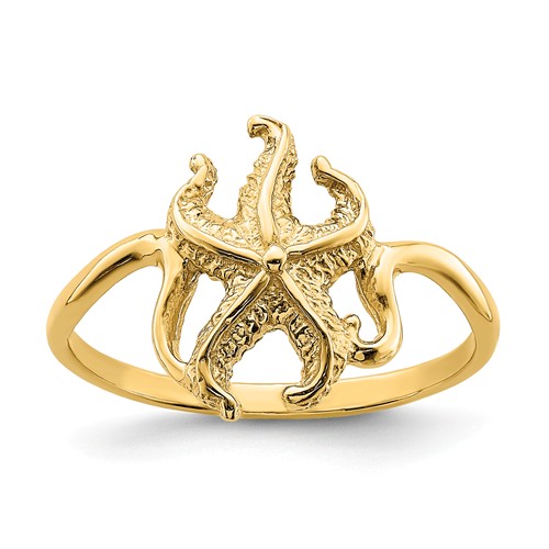 14k Yellow Gold Slender Starfish Ring