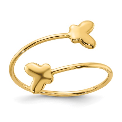 14k Yellow Gold Adjustable Butterfly Ring