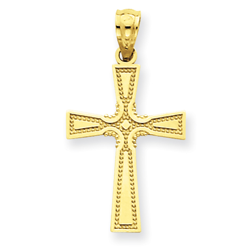 14kt Yellow Gold 3/4in Beaded Crusader Cross