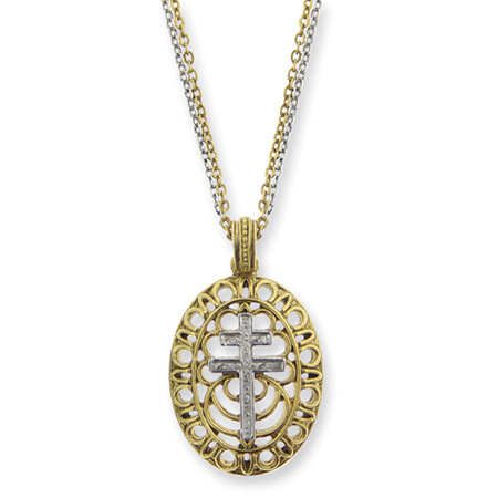 Gold & Silver-tone Patriarchal Cross Necklace