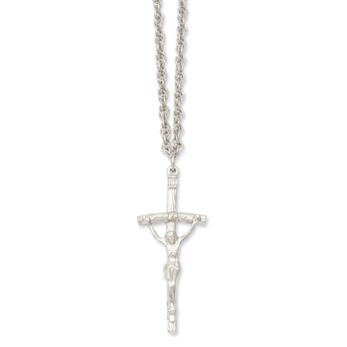 Silver-tone Satin Papal Crucifix Necklace