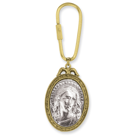 Gold & Silver-tone Jesus Key Fob