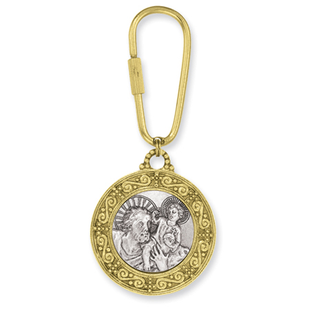 Gold & Silver-tone Saint Christopher Key Fob