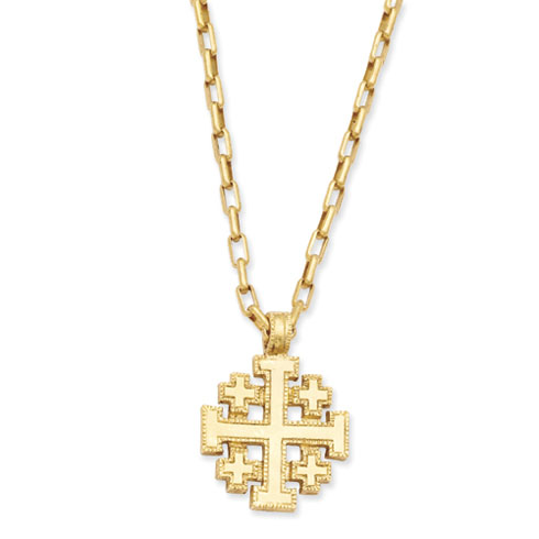 Gold-tone Jerusalem Cross Necklace RF257 | Joy Jewelers