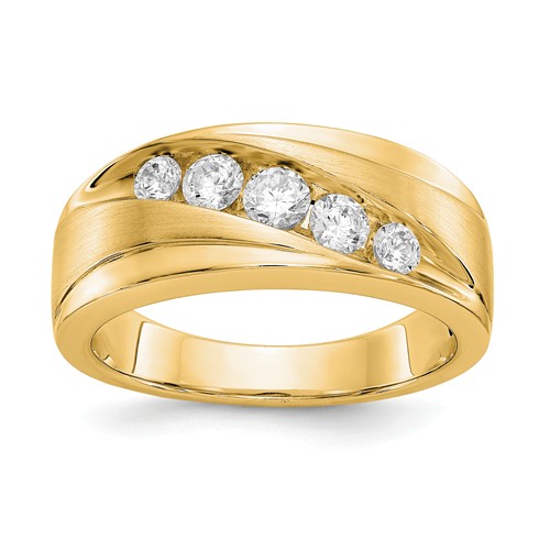 14k Yellow Gold 1/2 ct True Origin Created Diamond 5-Stone Men's Ring ...