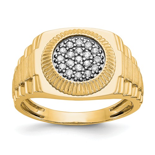 14k Yellow Gold 1/5 ct True Origin Created Diamond Cluster Men's Ring ...