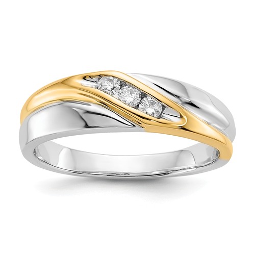 14k Two-tone Gold Men's 1/6 ct tw Diamond Channel Set Wedding Band 6mm