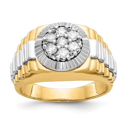 14k Two-tone Gold 1/2 ct tw Lab Grown Diamond Ring with Fluted Crown