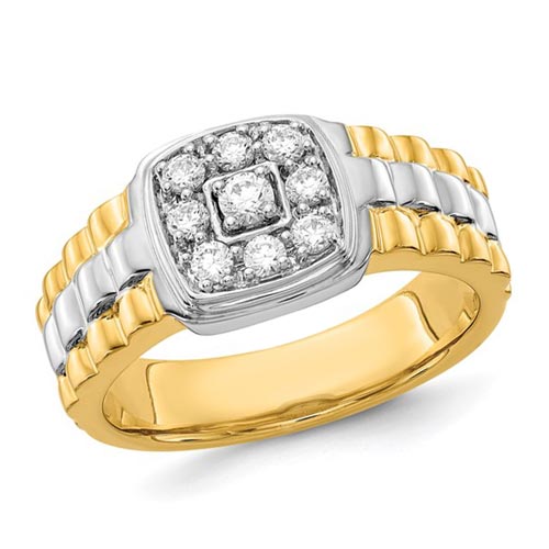 14k Two-tone Gold Men's .44 ct tw Lab Grown Diamond Jubilee Ring