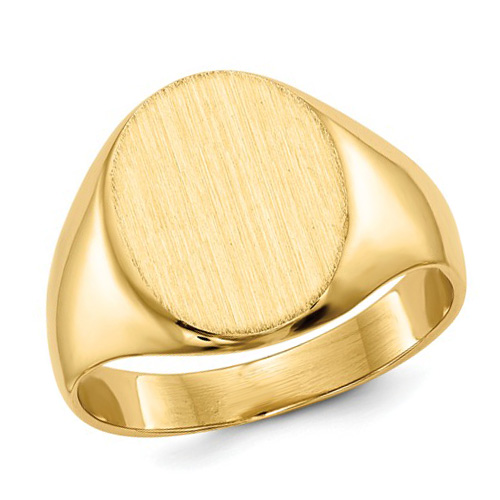 14kt Yellow Gold Ladies' Oval Signet Ring with Solid Back RS141