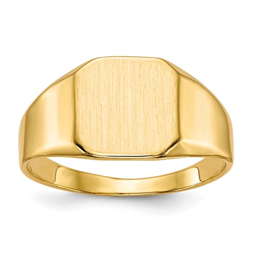Men's Octagonal Signet Ring with Solid Back 14k Yellow Gold RS331