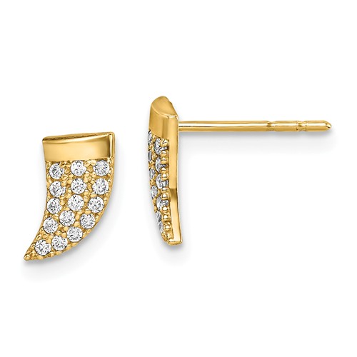 14k Yellow Gold Madi K CZ Horn Earrings