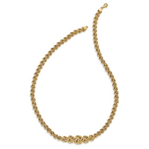 14k Yellow Gold Graduated Love Knot Link Necklace