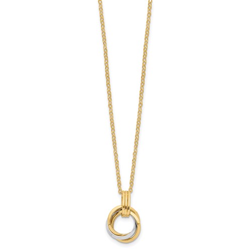 14k Two-tone Gold Italian Intertwined Three Circles Necklace