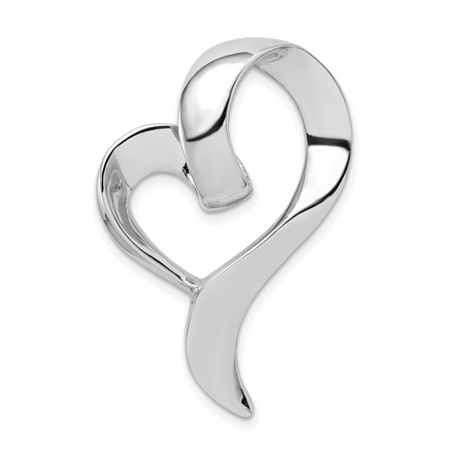 14k White Gold Large Heart Slide Pendant