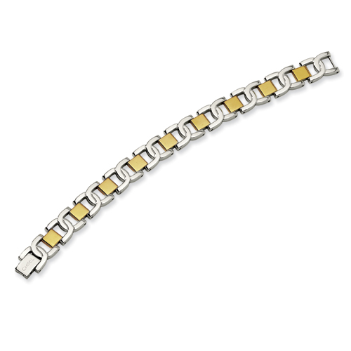 Stainless Steel and Gold Color IP-plated Fancy Bracelet 7.5in - Clearance