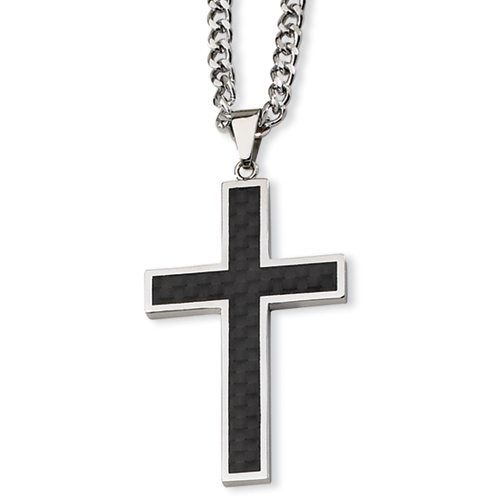 Stainless Steel Carbon Fiber Cross 1 7/8in with 24in Cable Chain