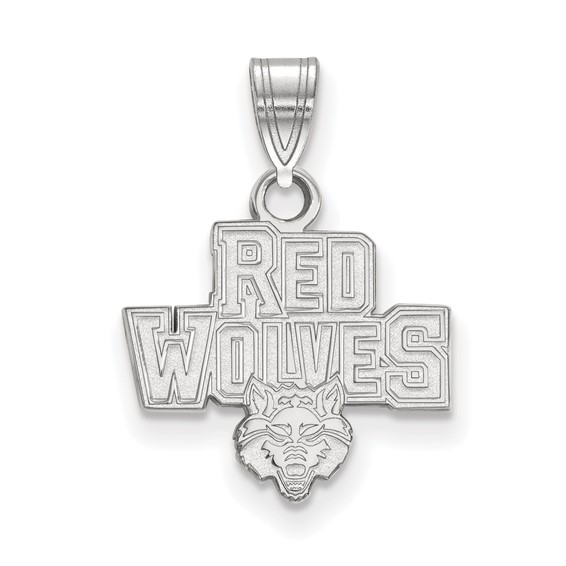 Sterling Silver Arkansas State University Red Wolves Pendant 1/2in