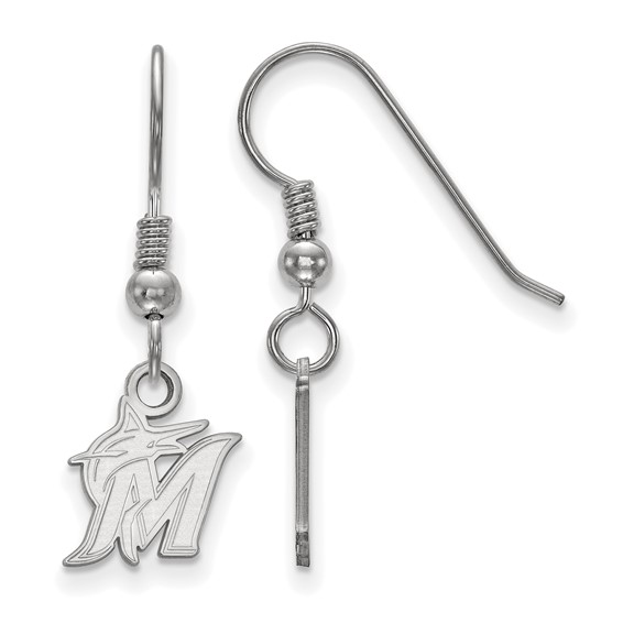 Sterling Silver Extra Small Miami Marlins Dangle Earrings