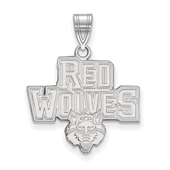 Sterling Silver Arkansas State University Red Wolves Pendant 3/4in