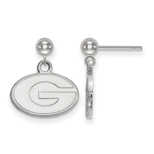 14kt White Gold University of Georgia Dangle Ball Earrings