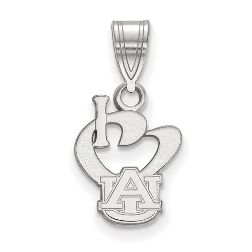 Sterling Silver 5/8in I Love Auburn University Pendant