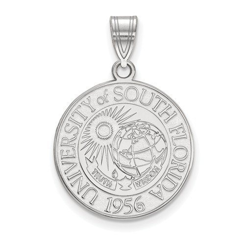 Sterling Silver University of South Florida Crest Pendant 3/4in