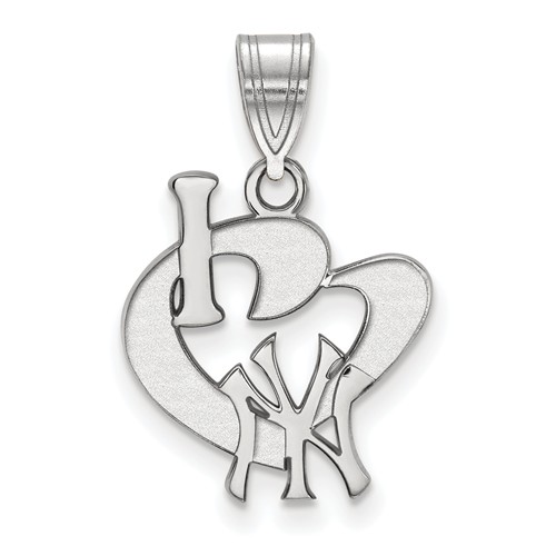 Sterling Silver 5/8in I love New York Yankees Pendant