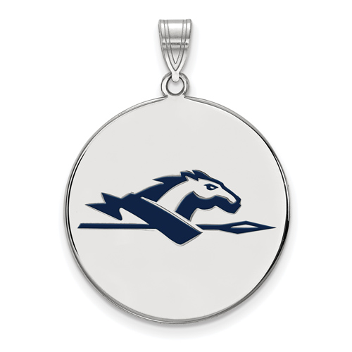 Sterling Silver 1in Longwood University Round Enamel Pendant