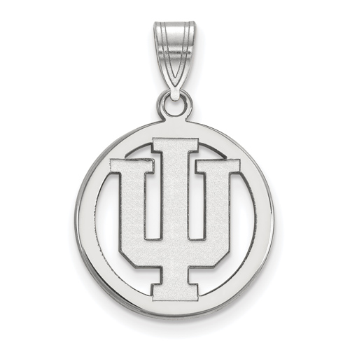 Sterling Silver 5/8in Indiana University Pendant in Circle SS031IU