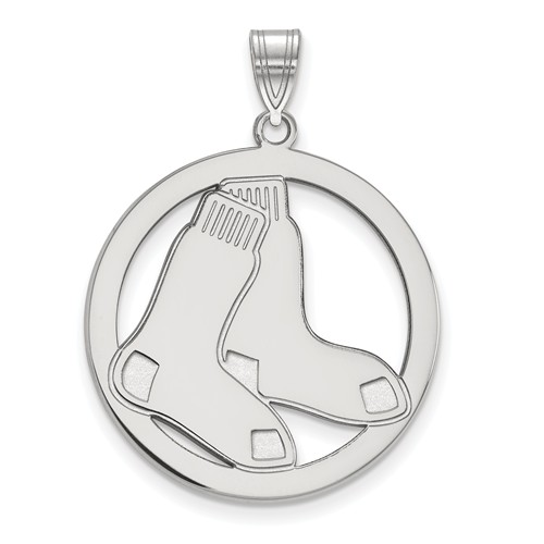 Sterling Silver 1in Boston Red Sox Round Pendant