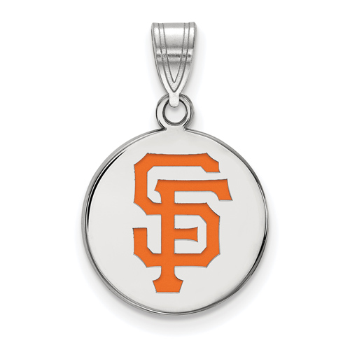 Sterling Silver 5/8in San Francisco Giants Enamel Disc Pendant