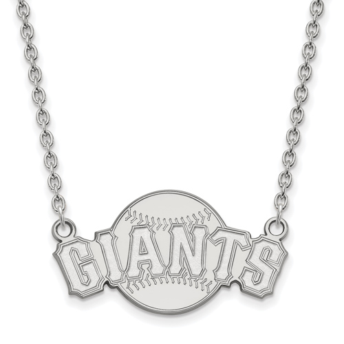 Silver 5/8in San Francisco Giants Arch Baseball Pendant on 18in Chain