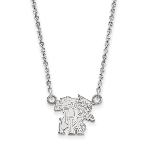 Sterling Silver 1/2in Univ. of Kentucky Wildcat Pendant on 18in Chain